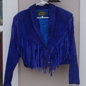 AMAZING VINTAGE SUEDE FRINGE VIOLET JACKET